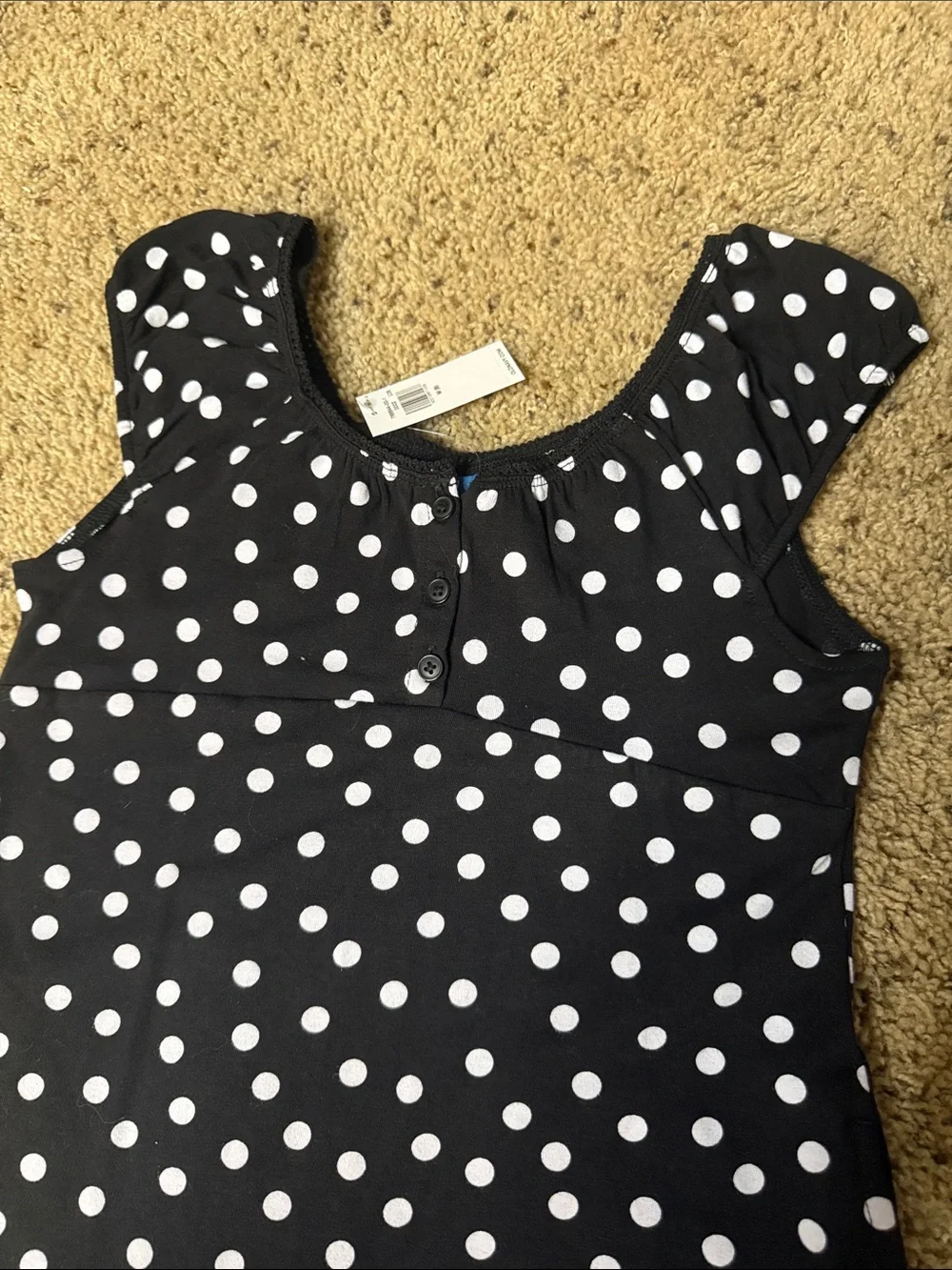 Old Navy Black and White Polka Dot Girls Casual Dress